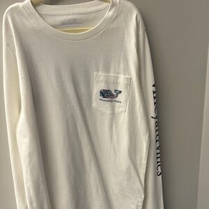 Vineyard Vines Cream Long Sleeve Tee with Logo
